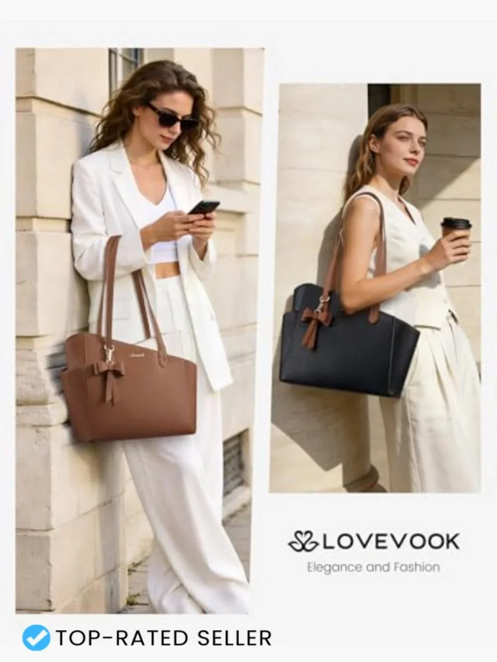 Structured Small Tote Purse for Women Satchel Shoulder Bag with Detachable